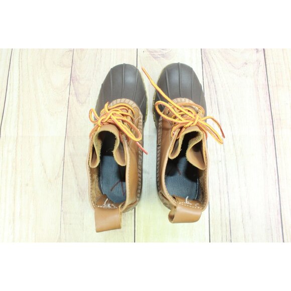 LL Bean 6" Unlined Lace Up Ankle Duck Boots Brown Leather Size 7 M - Picture 9 of 10